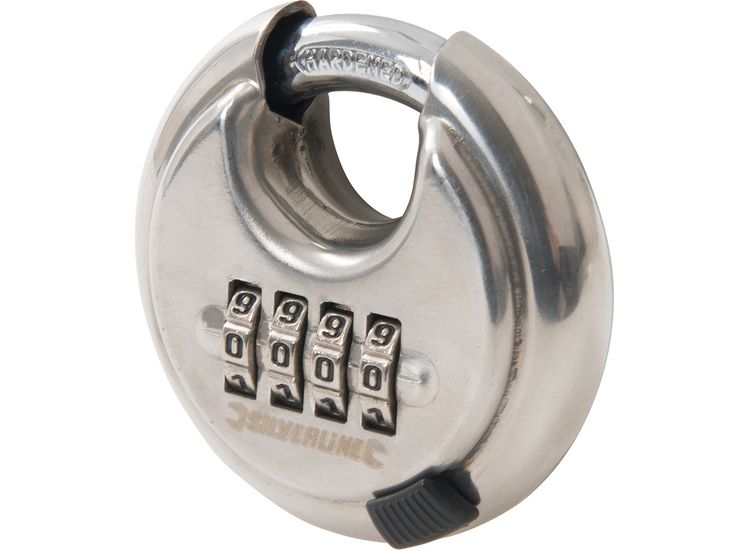 Silverline Stainless Steel Combination Disc Padlock 4-Digit - 70mm