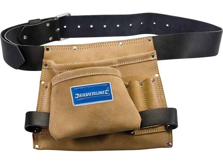 Silverline Leather Nail &amp; Tool Bag 8 Pocket - 260 x 230mm