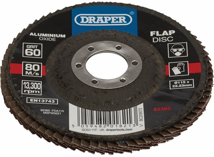 Draper 82360 115MM FLAP DISC 60G ALOX