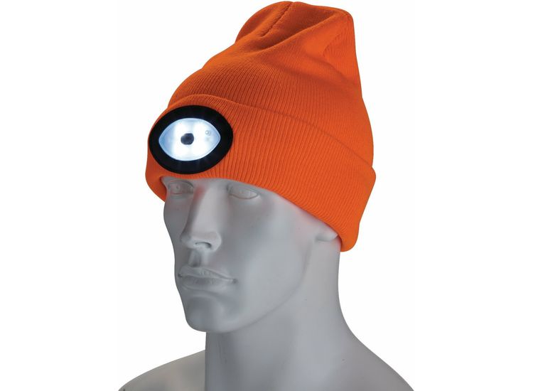 Draper 10015 Beanie Hat with Rechargeable Torch, One Size, 1W, 100 Lumens, High-vis Orange