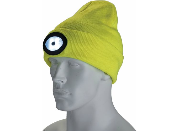 Draper 10008 Beanie Hat with Rechargeable Torch, One Size, 1W, 100 Lumens, High-vis Yellow