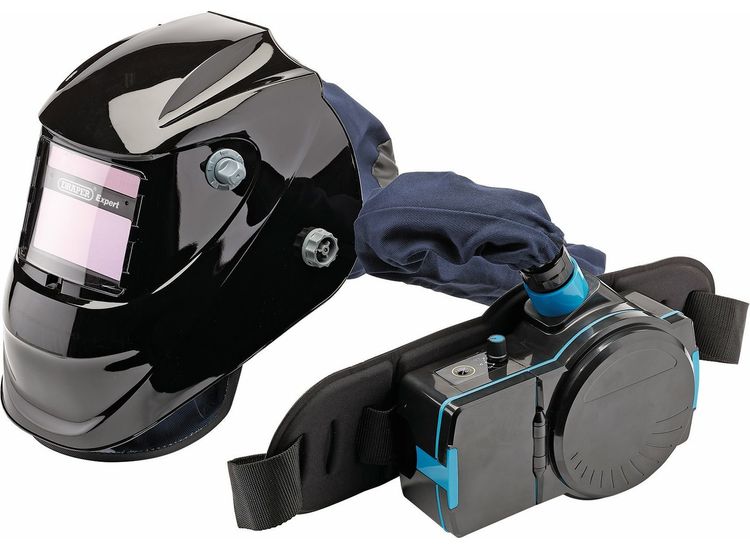 Draper 02518 Draper Expert Air-Fed PAPR Auto-Darkening Welding Helmet, Black