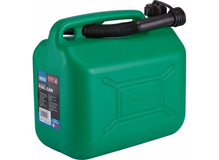 Draper 09055 Plastic Fuel Can, 10L, Green