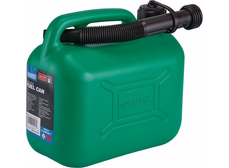 Draper 09052 Plastic Fuel Can, 5L, Green