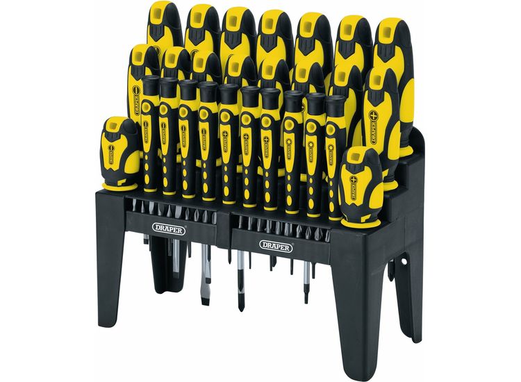 Draper 16824 Soft Grip Screwdriver and Bit Set, Yellow (47 Piece)