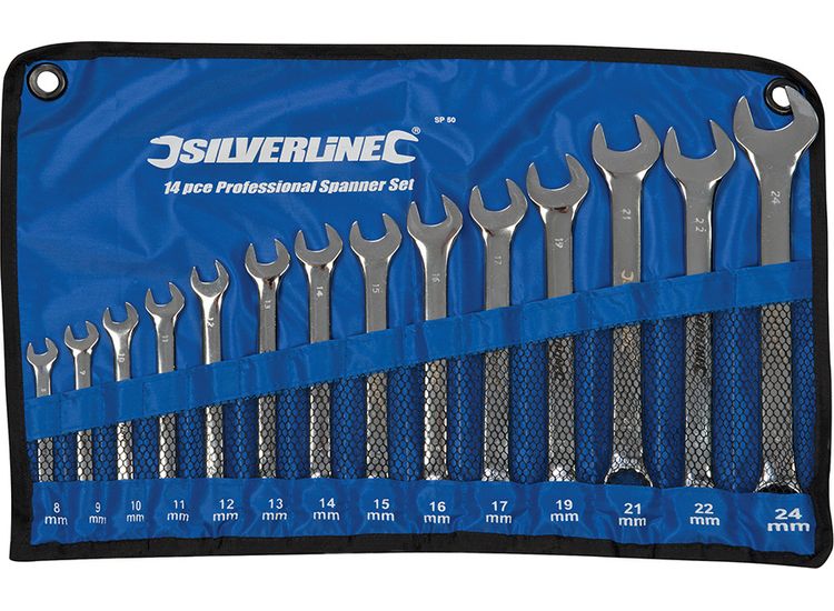 Silverline Combination Spanner Set 14pce - 8 - 24mm