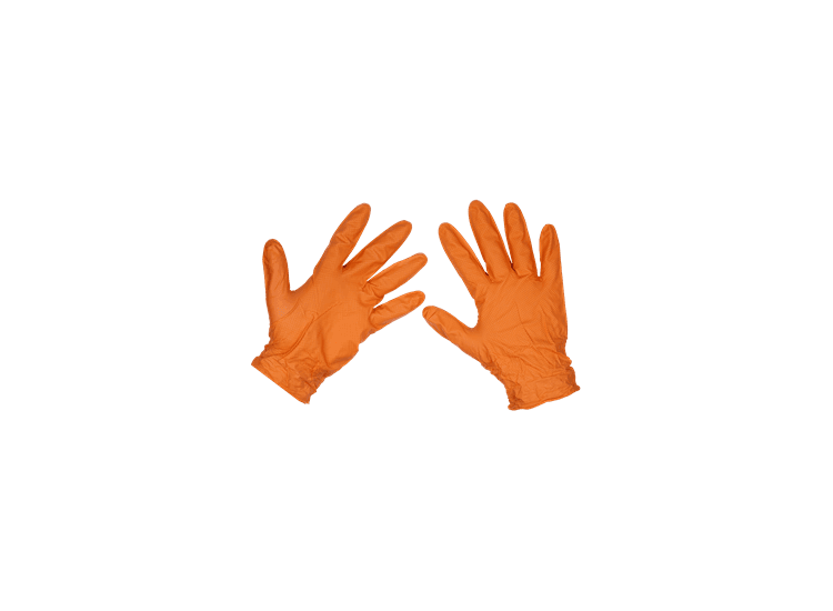 Sealey Orange Diamond Grip Extra-Thick Nitrile Powder-Free Gloves - Pack of 50