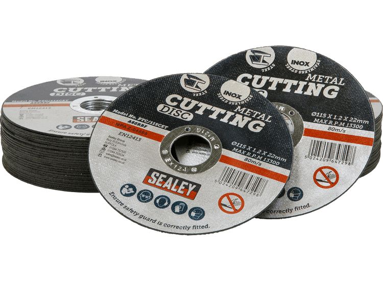 Sealey PTC115CET50 Cutting Disc Ø115 x 1.2mm Ø22mm Bore - Pack of 50
