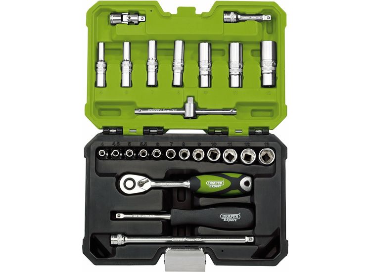 Draper 04463 Draper Expert Metric Socket Set, 1/4" Sq. Dr., Green (25 Piece)