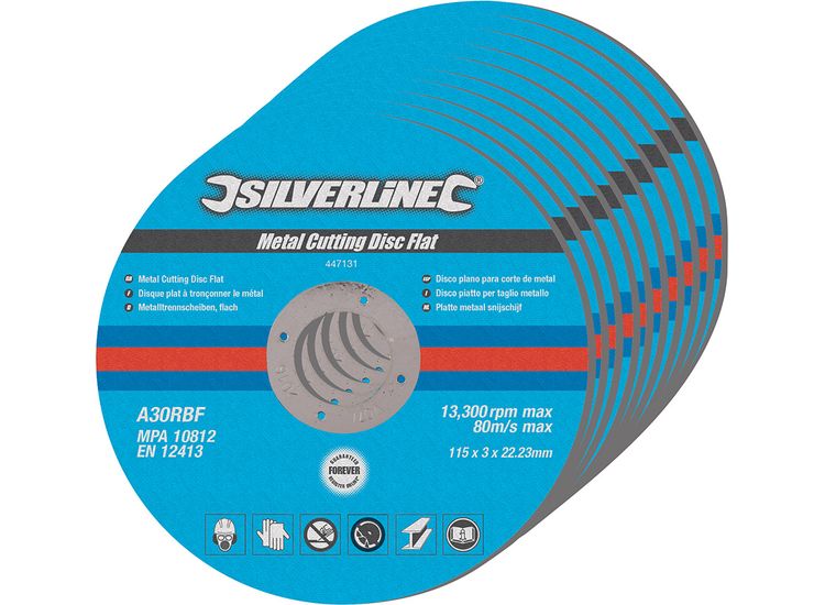 Silverline Metal Cutting Discs Flat 10pk