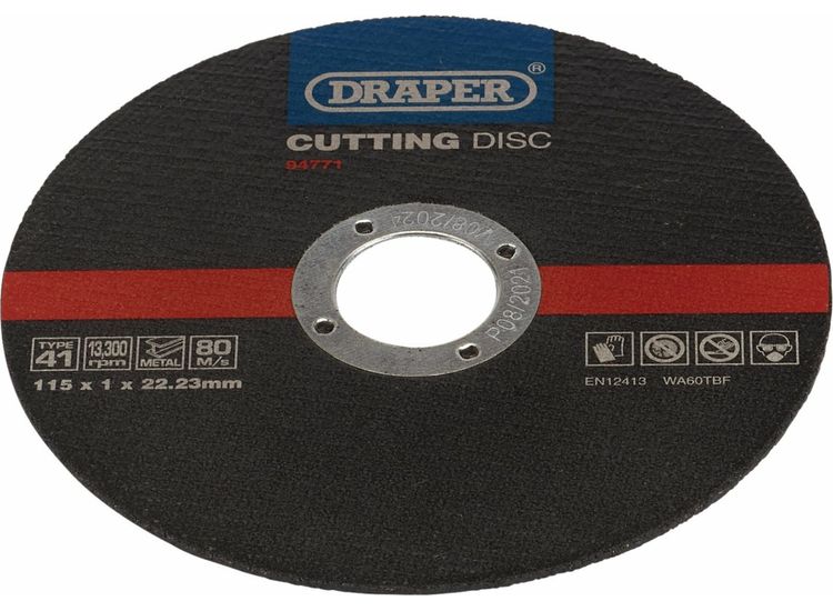 Draper 94771 Metal Cutting Discs, 115 x 1 x 22.23mm (Pack of 10)