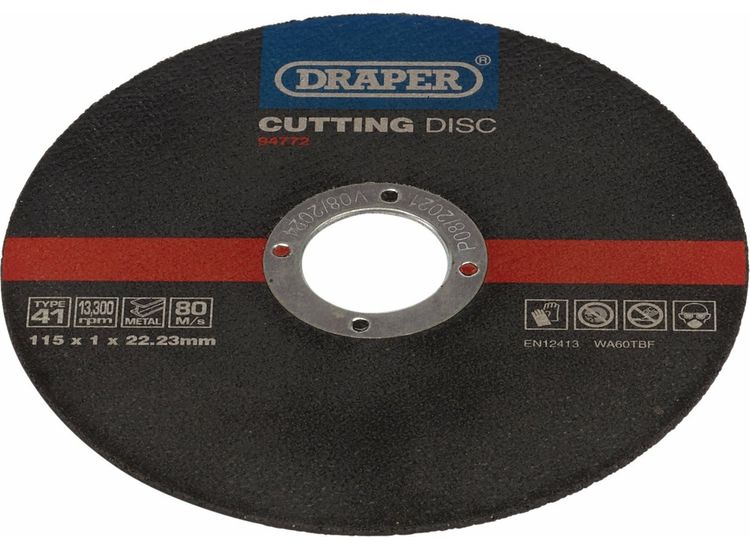 Draper 94772 Metal Cutting Discs, 115 x 1 x 22.23mm (Pack of 100)