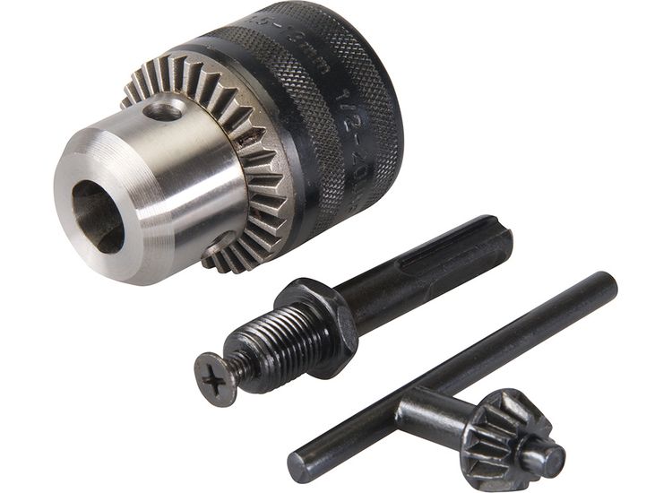 Silverline Keyed Chuck, Key &amp; SDS Plus Adaptor Kit 3pce - 13mm - 1/2" 20UNF