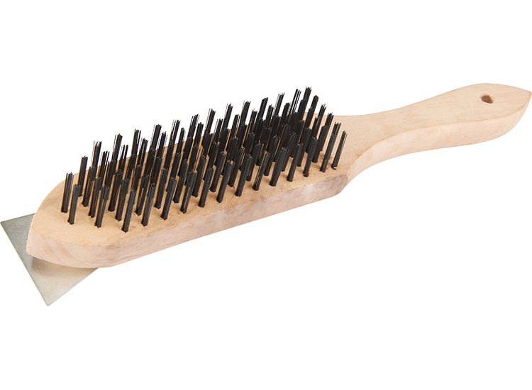 Silverline Wooden Wire Brush &amp; Scraper - 6 Row