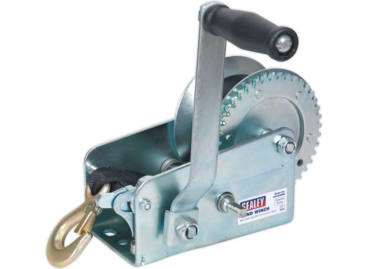 Sealey GWW2000M Geared Hand Winch 900kg Capacity with Webbing Strap