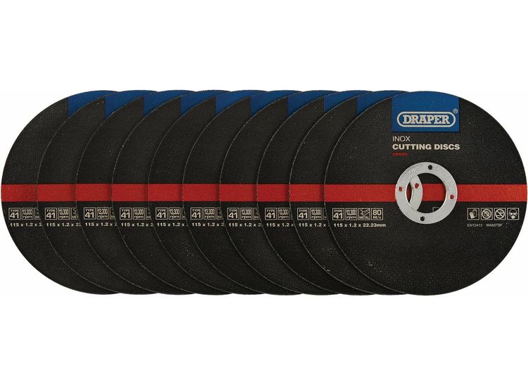 Draper 08940 Inox Flat Metal Cutting Discs, 115 x 22.2 x 1.2mm (Pack of 10)