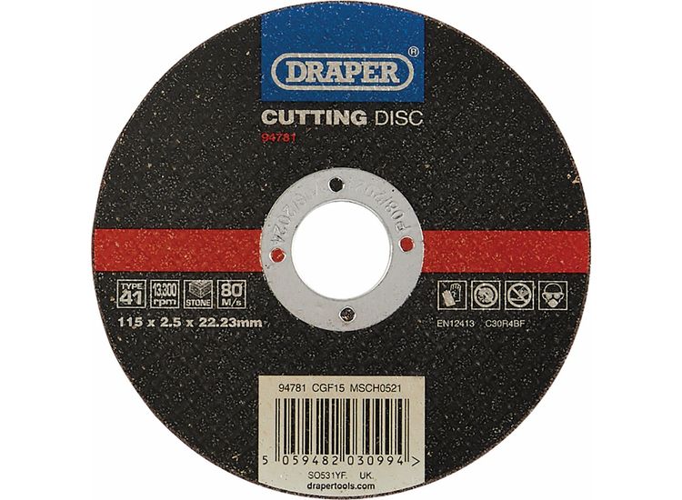 Draper 94781 Flat Stone Cutting Disc, 115 x 2.5 x 22.23mm
