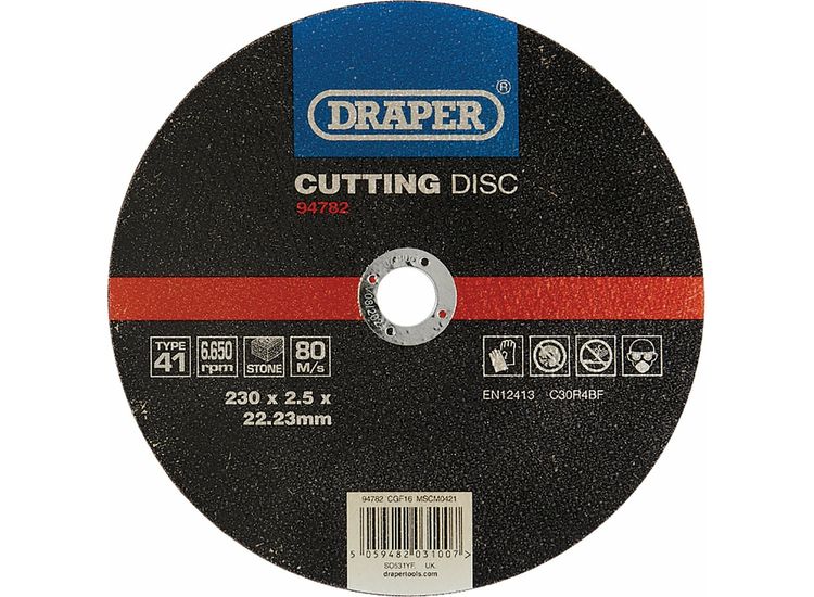 Draper 94782 Flat Stone Cutting Disc, 230 x 2.5 x 22.23mm