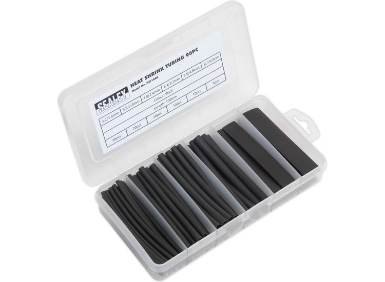Sealey HST100B Heat Shrink Tubing Assortment 95pc 100mm Black