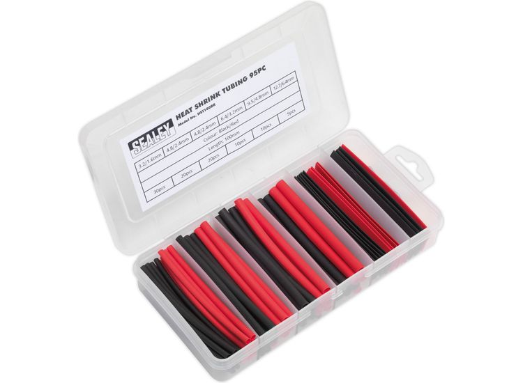 Sealey HST100BR Heat Shrink Tubing Assortment 95pc 100mm Black &amp; Red