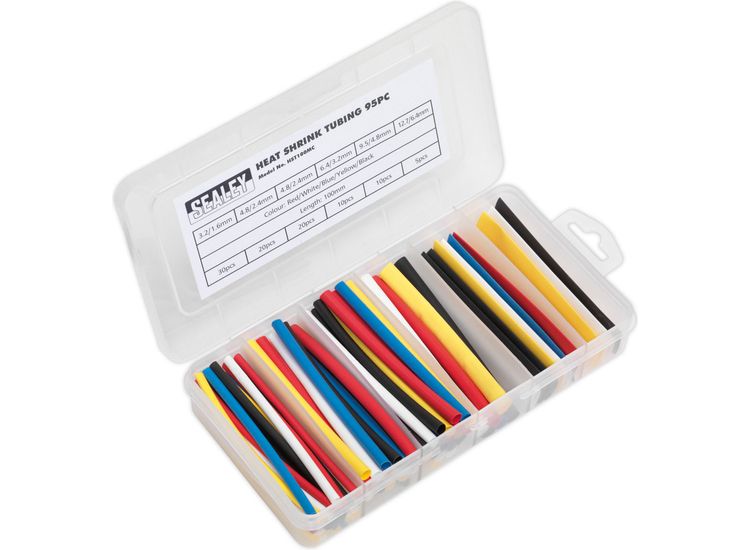 Sealey HST100MC Heat Shrink Tubing Assortment 95pc 100mm Mixed Colours