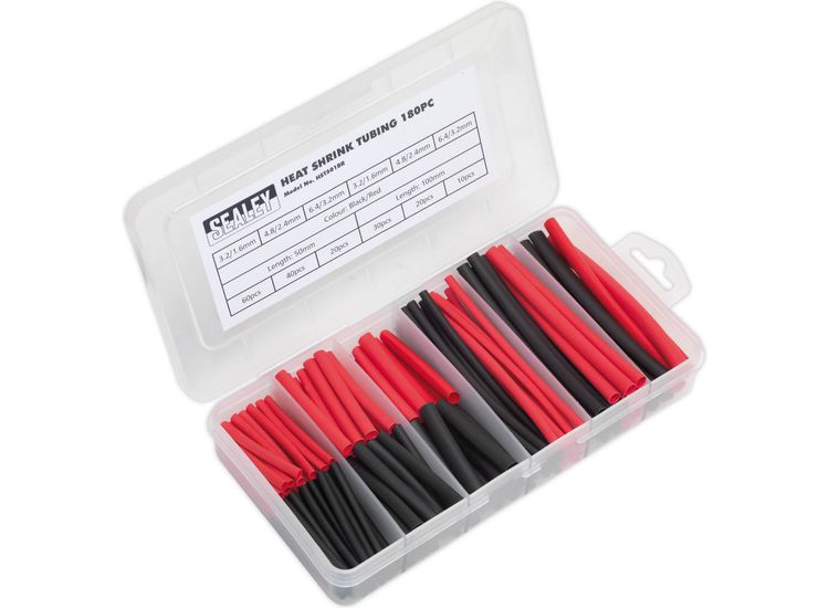 Sealey HST501BR Heat Shrink Tubing Assortment 180pc 50 &amp; 100mm Black &amp; Red