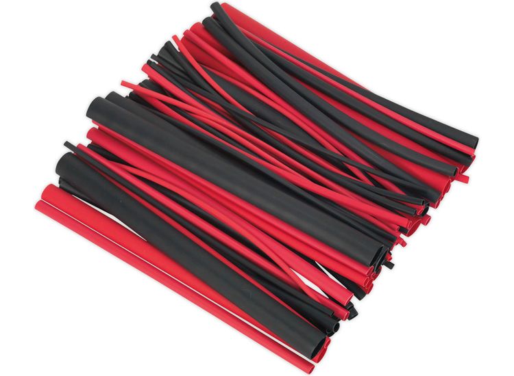 Sealey HSTAL72BR Heat Shrink Tubing Assortment 72pc Black &amp; Red Adhesive Lined 200mm