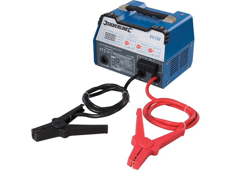 Silverline Automatic Battery Starter Charger 12A 6/12V 8-180Ah Capacity UK
