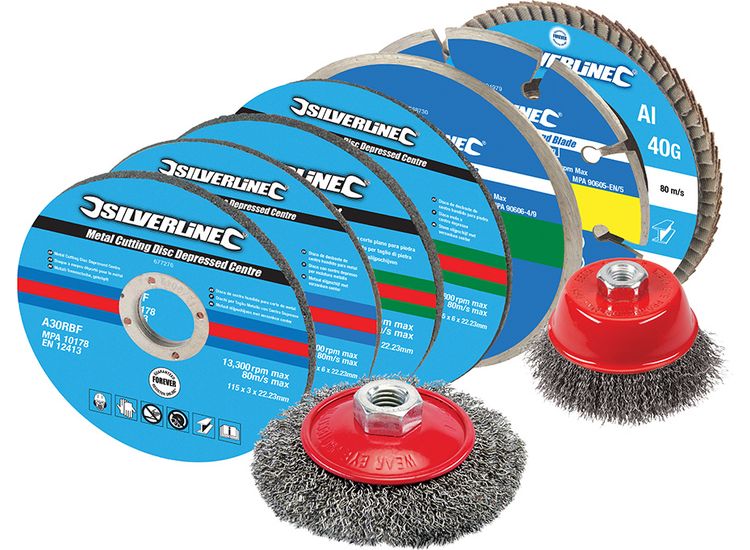 Silverline Cutting &amp; Grinding Discs Kit 12pce 12pce 115mm