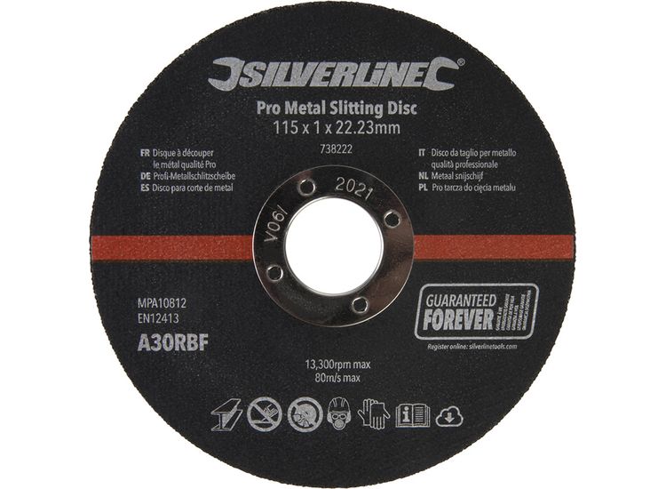 Silverline Pro Metal Slitting Disc 10pk 115 x 1 x 22.23mm