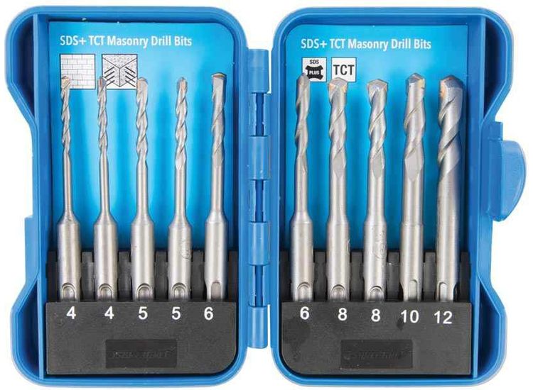 Silverline SDS Plus TCT Masonry Drill Bit Set 10pce 4 - 12mm
