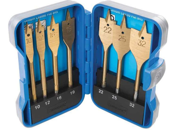 Silverline Titanium Coated Flat Bit Set 7pce 10 - 32mm