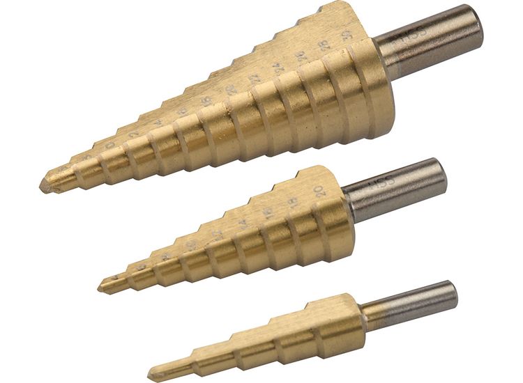 Silverline Titanium-Coated HSS Step Drill Set 3pce 3pce