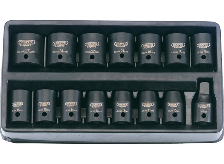 Draper 89346 1/2" Sq. Dr. Set of Hi-Torq&amp;#174; Metric Impact Socket Set in Insert Tray (15 Piece)