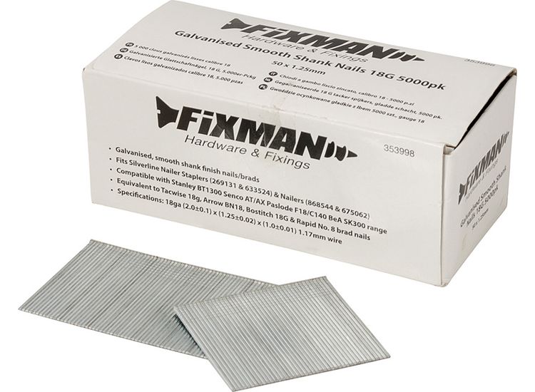 Fixman Galvanised Smooth Shank Nails 18G 5000pk