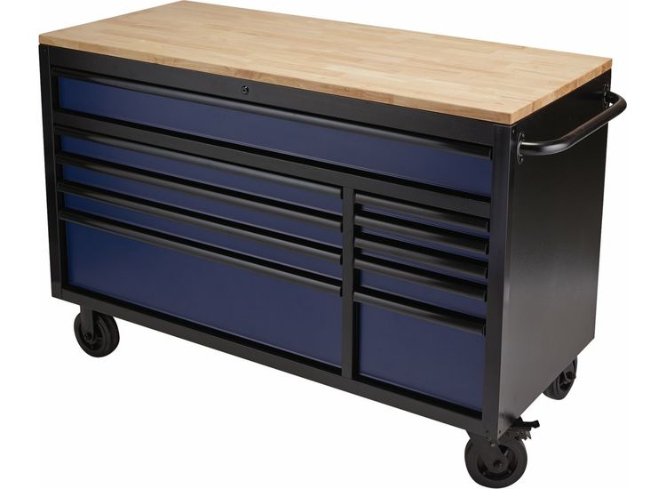 Draper 08237 BUNKER® Workbench Roller Tool Cabinet, 10 Drawer, 56", Blue