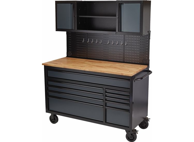 Draper 08242 BUNKER® Roller Workstation with Workbench, 10 Drawer, 56", Grey