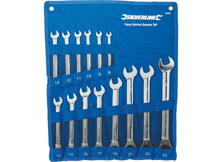 Silverline Fixed Head Ratchet Spanner Set 14pce 8 - 24mm