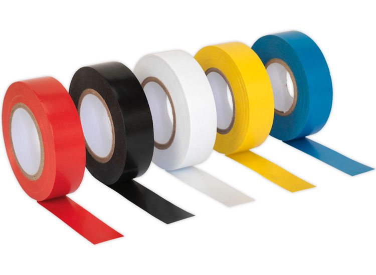Sealey ITMIX10 PVC Insulating Tape 19mm x 20m Mixed Colours Pack of 10