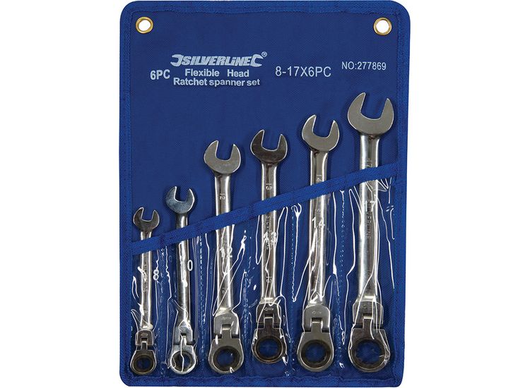 Silverline Flexible Head Ratchet Spanner Set 6pce 8 - 17mm