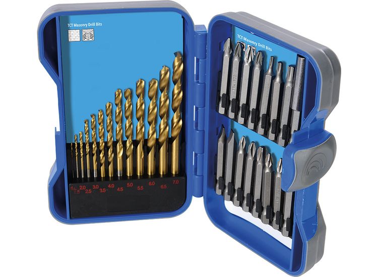 Silverline Titanium-Coated HSS Drill Bit &amp; CRV Screwdriver Bit Set 29pce 1 - 7mm
