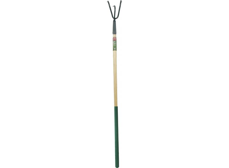 Ambassador AWCS45 Carbon Steel Long Handle 3 Prong Cultivator Wooden Handle