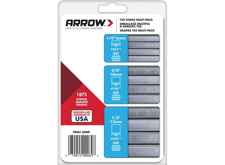 Arrow A50MP T50 Staple Multi Pack 6/10/12mm