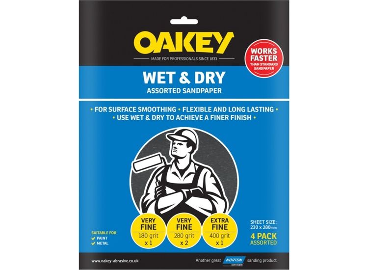 Norton 63642526747 Oakey Flexible Wet &amp; Dry Paper - 275 x 225mm