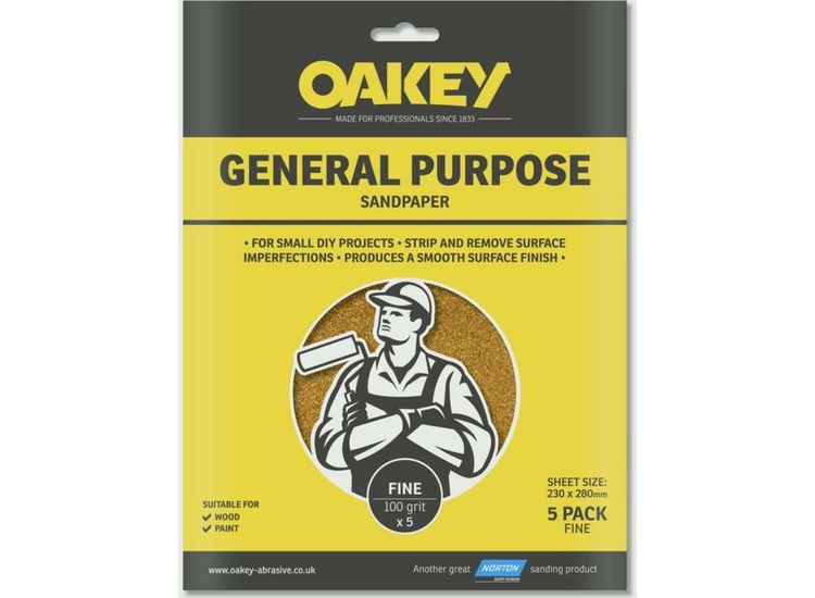 Oakey General Purpose Sandpaper 5 Pack