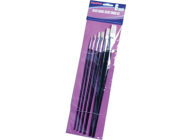 SupaDec BAB6 Black Handle Artist Brush Set