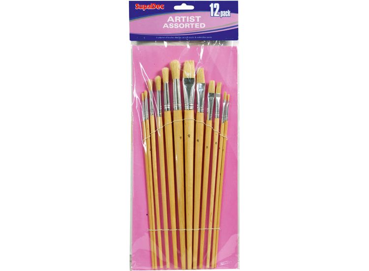 SupaDec CAB12 Wooden Handle Artist Brush Set