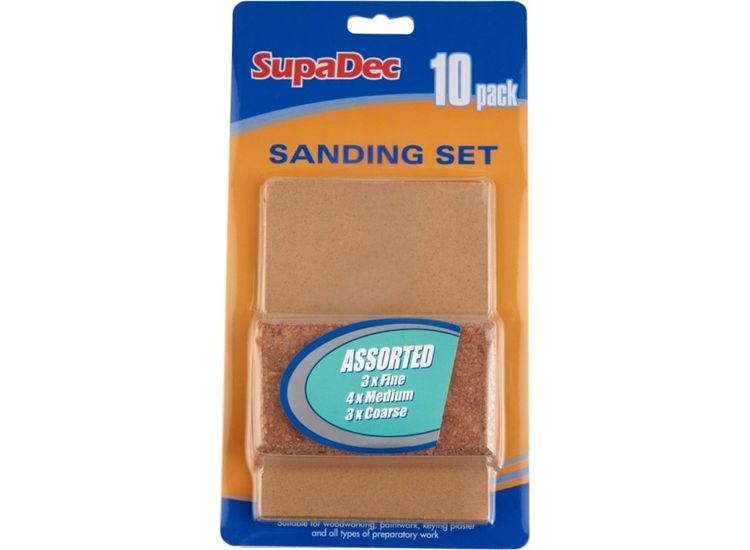 SupaDec SB10 Sanding Block &amp; 10 Sanding Sheets