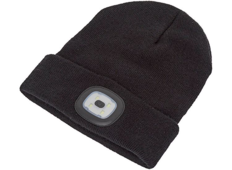 Sealey LED185 Beanie Hat 4 SMD LED USB Rechargeable