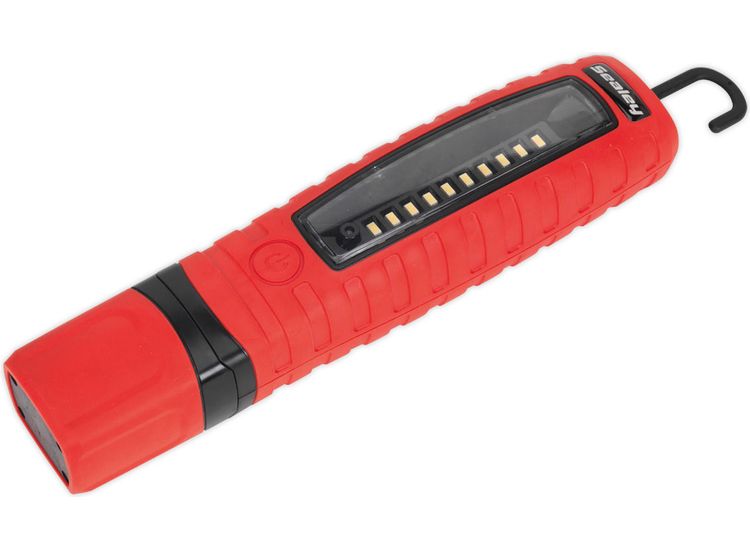 Sealey LED360R Rechargeable 360° Inspection Lamp 10 SMD LED + 3W LED Red Lithium-ion